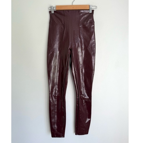 Spanx Faux Patent Leather Leggings in Ruby Red - Picture 6 of 10